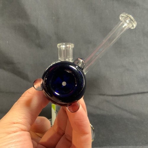 GRAV LABS - Medium 7" Upright Water Pipe Hookah Bubbler - Clear w/ Blue Bowl - Picture 3 of 9