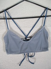 Xhilaration Youth Girls Bikini Top Size Medium Swim Blue Stripe