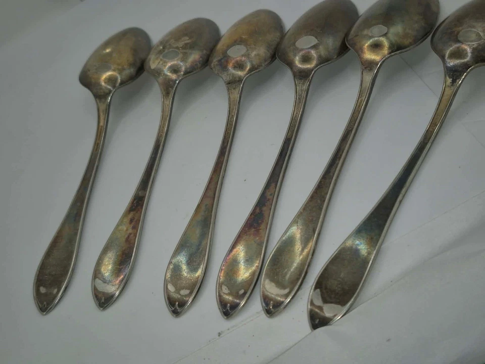 Антикварный набор ложек - 6 посеребренных ложек дизайн Oneida Community Sheraton - Изображение 2 из 4