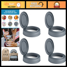 Regular Mouth Mason Jar Lids with Flip Cap - Silver 4 Pack, Made in USA