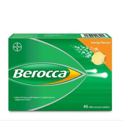 Berocca Orange Effervescent 45 Tablets   Energy, Vitamin B+C, No Sugar