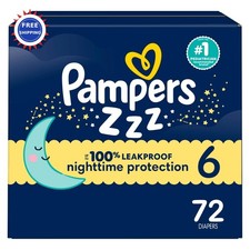 Pampers Overnight Diapers Size 6 35 lbs 72 Count Nighttime Protection Baby