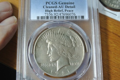1921-P $1 Silver Peace Dollar High Relief PCGS AU DETAILS CLEANED, NEW SLAB - Picture 8 of 9