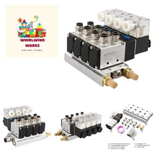 4 Integrated Solenoid Valve DC 24V Single Head 2 Position 5 Way with Base Muf...
