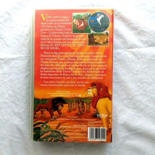 Il Re Leone 2 Il Tesoro Di Simba VHS WALT DISNEY 1994 Animazione Pal - Foto 3 di 4