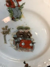 Darling VTG 3 Crowns China Childs 6" Plate Children in Car EUC