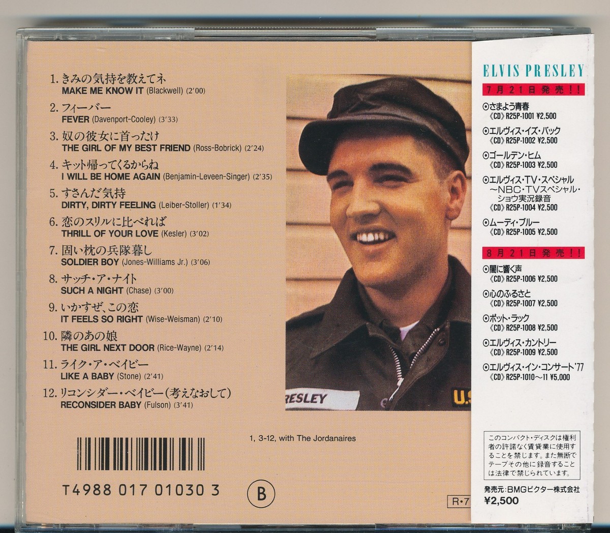 ELVIS IS BACK - ELVIS PRESLEY - CD - R25P 1002 - 1988 - BLUE RING 