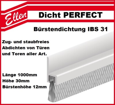 ELLEN Aluminium Bürstendichtung IBS 31 zum Schrauben 1000mm 1m 100cm H 30mm