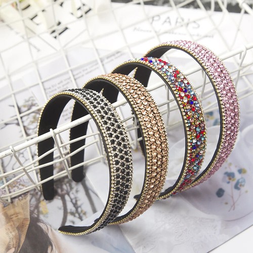Women Rhinestone Hair Headband Party Band Crystal Bling Padded Baroque Fashion - Picture 7 of 29
