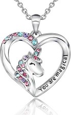 Sterling Silver Flying Horse Unicorn CZ Pendant Necklace Unicorns Gift For Girls