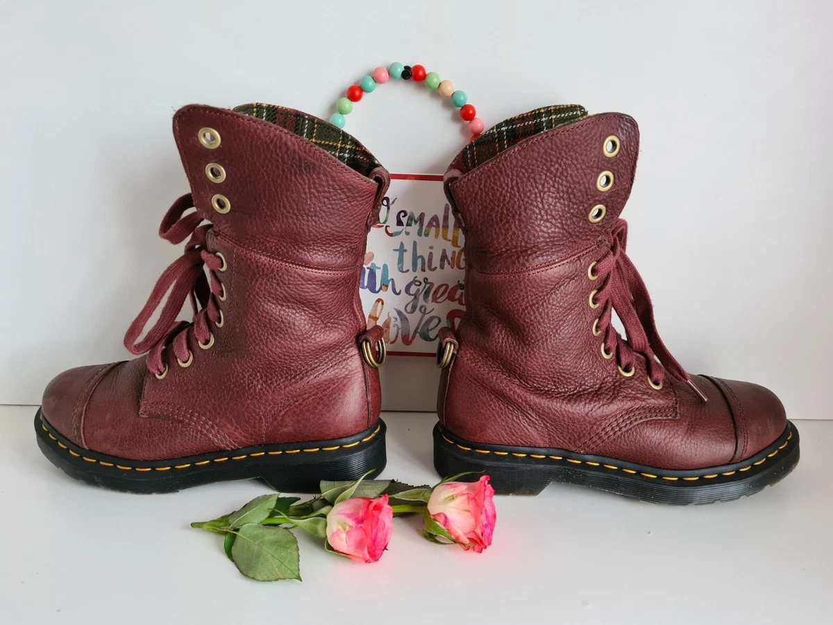 Dr Martens Aimilita Aimilie Triumph red burgundy tartan boots UK 5