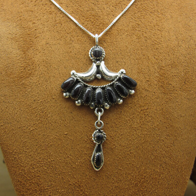 Sterling Silver and Jet Cluster Necklace by Bill and Lou Zuni | eBay