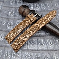 19mm/16mm Polished Stingray Leather Watch Band Vintage Exotic Leather
