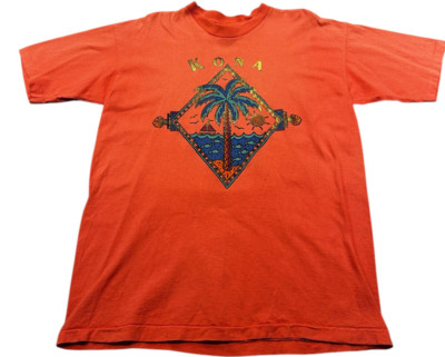 Vintage 90s PSI Orange Rust Single Stich T-Shirt Herren Large Kona Island Hawaii