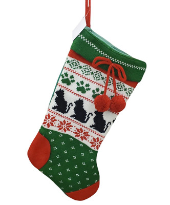 Christmas Stocking Knitted Cats Fair Isle Paws 17'' Cat Lady Animals Pets Holiday