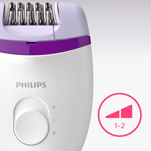 Philips BRE225/00 Satinelle Essential Epilatore Elettrico Compatto, Bianco/Viola - Foto 5 di 12