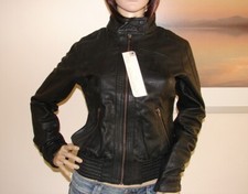 Bench Women's Real Leather Jacket Black 12/m Rrp £180 ( Brand New With Tag )