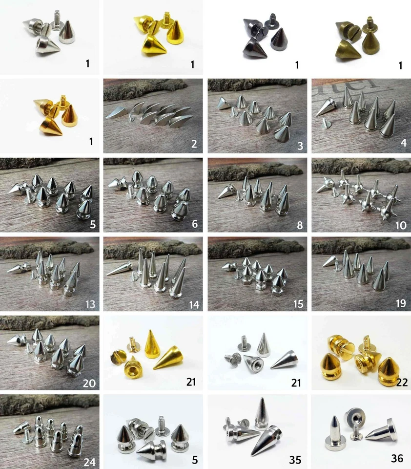 MARKENLOS Schraubnieten 5 Stk. Killernieten Spikenieten Ziernieten Nieten Biker Gothic N-C