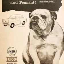 1957 Shell Oil Ensign Pennant Bulldog Import Advertisement Autocar Triumph DWPP3
