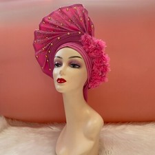 Aso-Oke Headtie Auto African Ready Made Gele Fabric Gele Headgear Stones Tissu