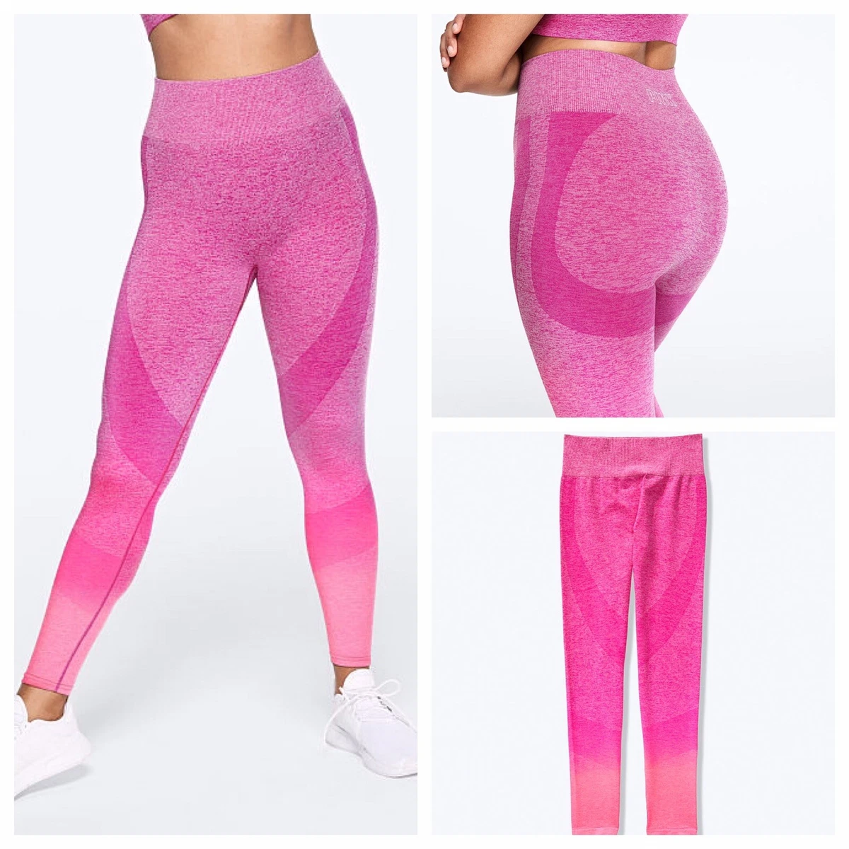 VS VICTORIAS SECRET PINK SEAMLESS WORKOUT PANT TIGHT LEGGING SWEATS OMBRÉ L