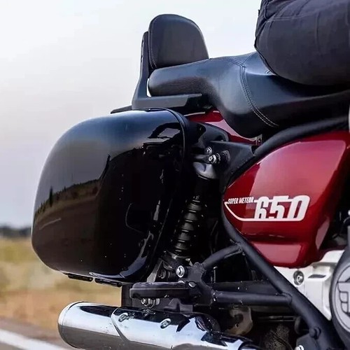 Negro Superior Largo Botín Alforjas Para Real Enfield Super Meteor 650 - Imagen 4 de 6