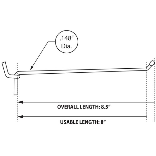 Azar Displays 8" Metal Wire Hook: 0.148" Diameter, 50-Pack - Picture 2 of 2