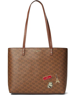 Karl Lagerfeld Paris Tote Shoulder Bag - Women Brown/ Khaki Purse