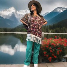 Vtg Wine Red Multicolor Embroidered Huipil Guatemala Handmade Cotton Ceremonial