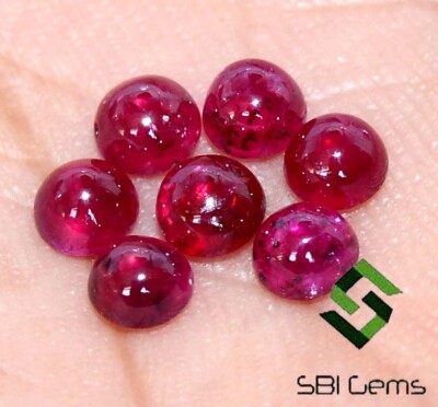 4 mm Natural Ruby Round Cabochon Lot 07 Pcs 2.84 CTS Calibrated Loose Gemstones