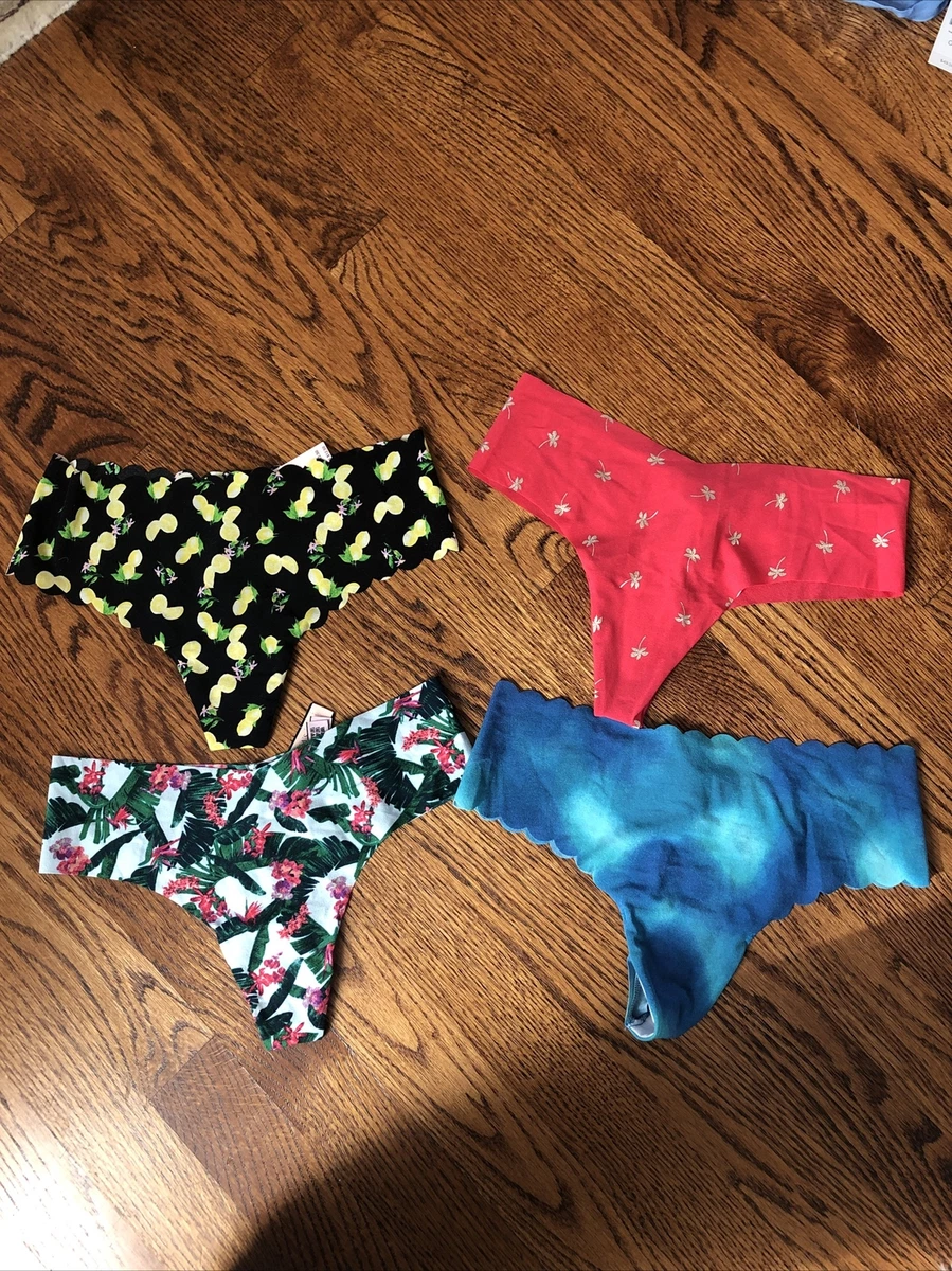 Victoria’s Secret No Show Thong Panties NWT Small lot of 4 red blue black  lemons