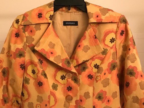 IDEOLOGY WOMEN'S YELLOW MULTI-COLOR GEOMETRIC PRINT LAB JACKET SIZE XS - Picture 5 of 12