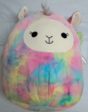2021 Squishmallow Rainbow Llama Pegacorn 16" - Lucy May Stuffed Plush Tie-Dyed
