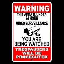 Warning This Property Under 24 Hour Video Surveillance Sign / Decal Security