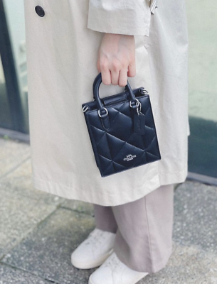 NWT Coach North South Mini Tote In Silver Metallic With Puffy