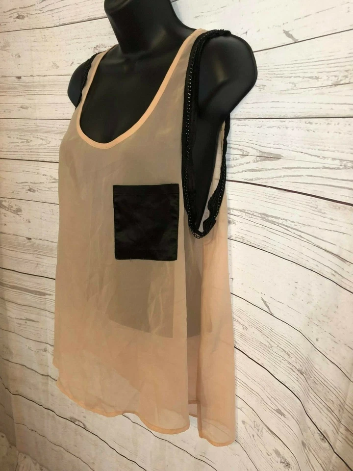 Blusa Material Niña Mujer Transparente Sin Mangas Color Melocotón Talla L Grande  Foto 3 de 4