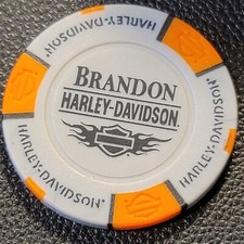 BRANDON HD ~ FLORIDA (Gray/Orange design 1) Harley Davidson Poker Chip CLOSED