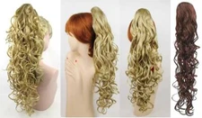 25" LONG LAYERED LOOSE WAVY CURLY HAIR PONYTAIL HAIRPIECE CLAW CLIP DRAWSTRING