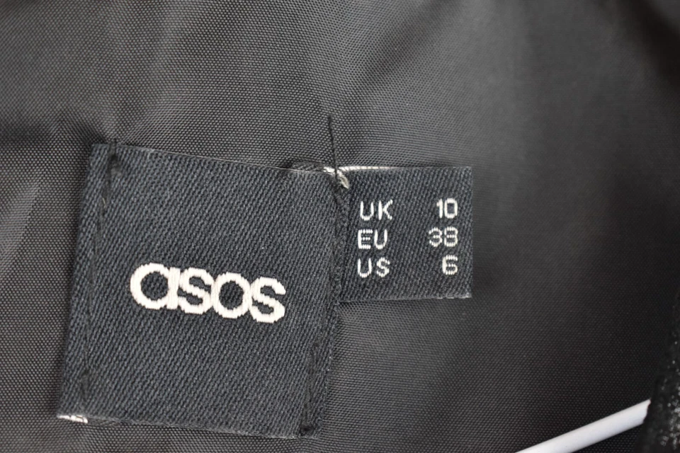 Asos Womans Long Black Dress Size 10 Midi A Line Zip Fasten - Image 4 of 4