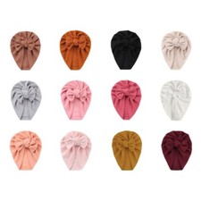 Lovely Bow Knot Muslin Hat Baby Knit Waffle Hat Newborn Winter Hat Photo Props