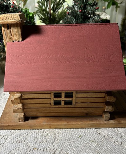 Primitive Log Cabin With Chimney & Porch Handmade Vintage Well Made Unique OOAK - Picture 12 of 17