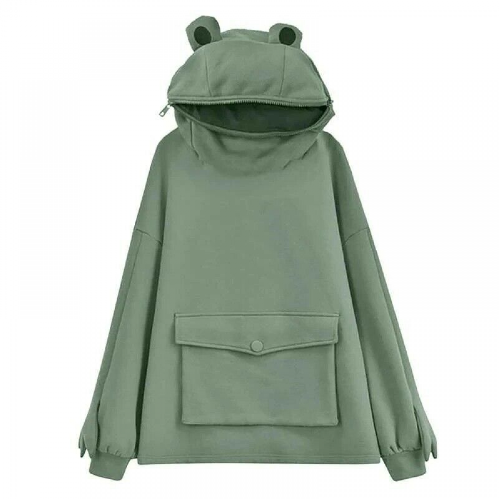 Long Sleeve Women Men Hoodie Sweatshirt Cute Frog Tops Pullover