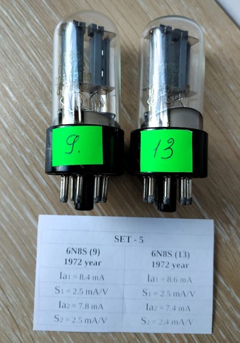 2x 6N8S = 6SN7, 1578, ECC32 Double Triode Tube MATCHED PAIR Year 1972 Soviet NEW - Afbeelding 6 van 9