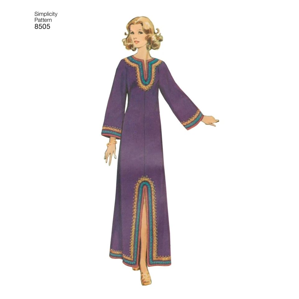 SIMPLICITY 8505 1970'S MISSES VINTAGE CAFTAN Sewing pattern Sizes S - L (10-20) - Image 3 of 4
