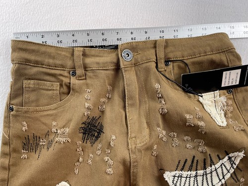 Waimea Brown Patched Shorts Size 20 Boys Skinny Fit NWT - Picture 11 of 12