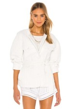 Tularosa Rowen Quilted Jacket Washed Ivory White Tie Belt Revolve L Nwt $298