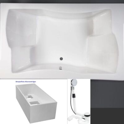 Badewanne 2 Personen Duet 180 x 110 x 50 inkl. Viega Ab & Überlauf