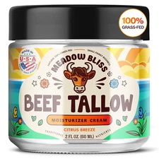 Beef Tallow for Skin - Moisturizer Cream - 100% Grass Fed - Whipped Beef Tall...