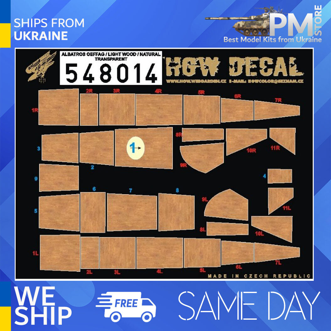 HGW 1/48 wood decals Albatros OEFFAG Light Wood Natural Transparent 548014 HGW 1/48 wood decals Albatros OEFFAG Light Wood Natural Transparent 548014