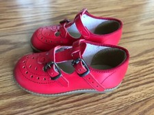 Vintage Buckle Double T-Strap Baby/Toddler Girls Red Shoes Size see measurements